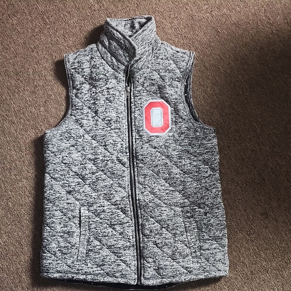 Gameday Couture Gray Quilted Vest with Ohio State Red Logo